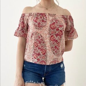 Madewell off the shoulder cropped shirt